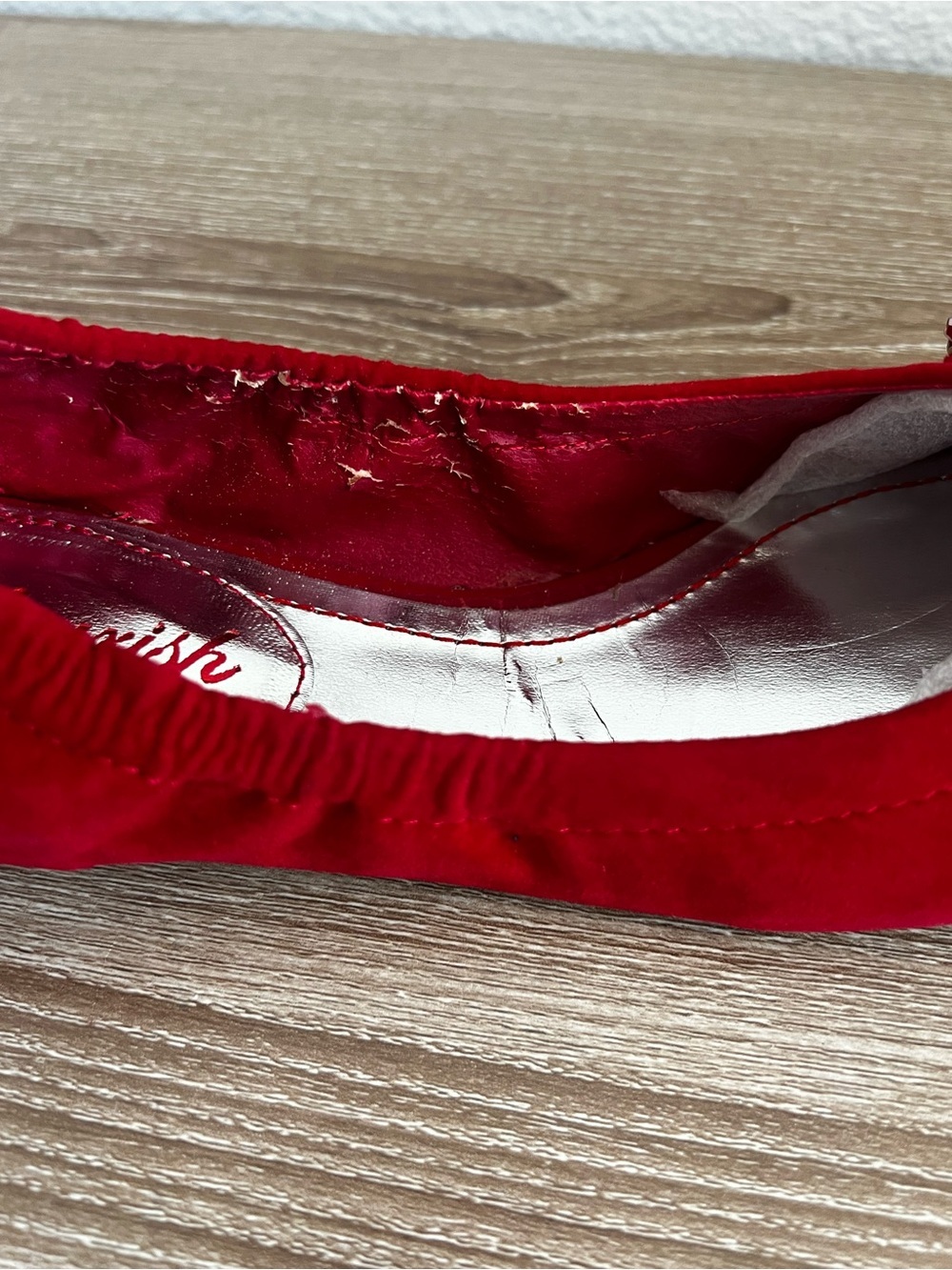 Girls Red Sparkle Ballet Flat with Decorative Heart - Picture 6 of 8